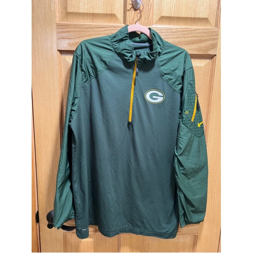 Men's Large Nike Green Packers Wind Breaker Half Zip Jacket Size L - Picture 3 of 9